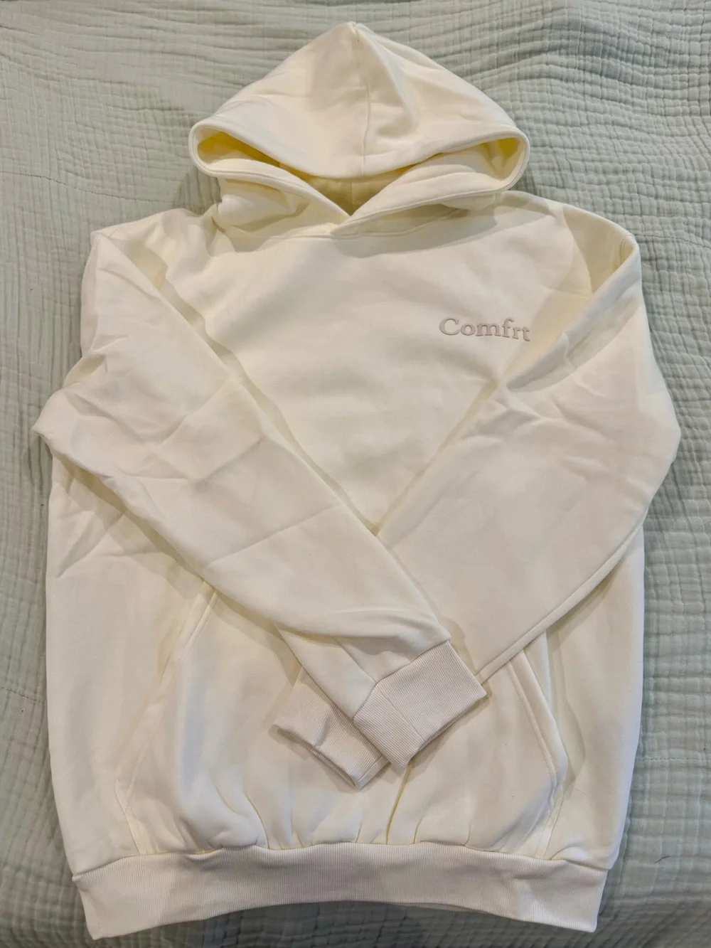 Comfort Brand Minimalist Style Hoodie Pullover in Buttercream, Size Large - Picture 1 of 5